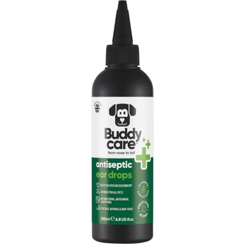 Buddycare Antiseptic Dog Ear Cleaner 200ml Soothing Ear Drops for Pets Antiseptic Ear Drops | Vet Approved Antibacterial Ear Drops for Dogs Cats and all Pets