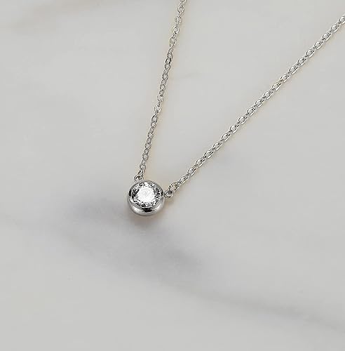 Image of Tewiky Dainty 14k Gold Plated /Silver Cubic Zirconia Necklaces for Women, Simple CZ Jewelry Necklaces Trendy Gifts