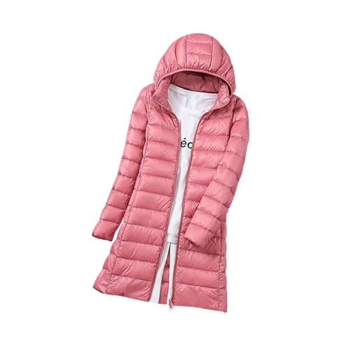 Plumifero Ultraligero Mujer Largo Chaqueta Plumas Ligeros Mujer Plumífero Ligero Mujer Chaqueta Acolchada Ligera Plumon Mujer Plumiferos Ultraligero Mujer Puffer Jacket Abrigo Plumas Mujer Rosa 3XL