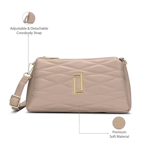 Image of Lavie Luxe Women's Lucie Quilted 3-Compartment Medium Crossbody Sling Bag | Ladies Purse Handbag | Gift for Women