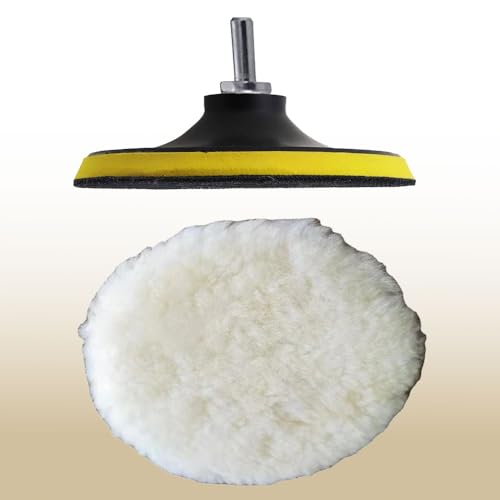 Image of MLD 5 Inch Sanding Polish Pad Hook&Loop Backing Sander Female Thread M14 with Soft Fur Wool pad LKCG101 (5inch,M14 Plastic) Pack of -1