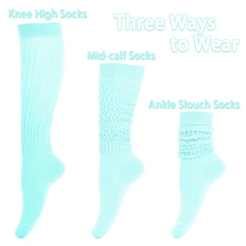 Image of Gvhntk Slouch Socks Women 80s 90s Scrunch Socks Extra Long Slouchy Sock Knee High Sock (Sky blue)