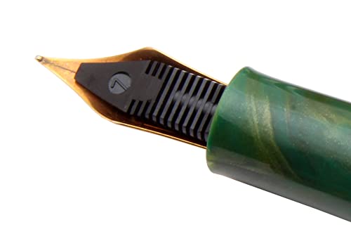 Image of Ledos Click Aristocrat Marble Fountain Pen With 3in1 Ink Filling Mechanism & Golden Trims (Green Marble)