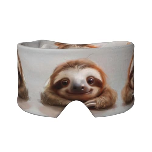 愛らしいナマケモノプリント スリープマスク 男女兼用 ソフトアイカバー 防音 睡眠用イヤーマフ ヘッドバンド 旅行 昼寝