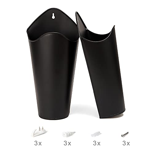 Mkono Galvanized Metal Wall Planter Farmhouse Wall Vase For Artificial Plants Flowers, Rustic Hanging Fake Flowers Holder Country Home Bedroom Living Room Decor Set Of 2, Black, Small #TOP3