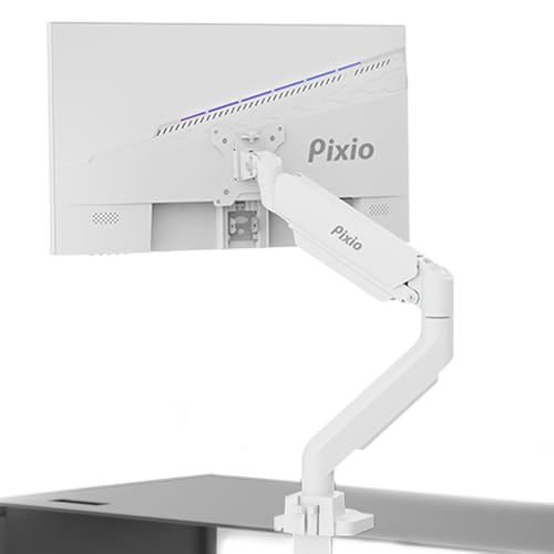 【5年保証付き】Pixio PS2S White モニターアーム 白 シングル 17-49インチ対応 耐荷重2-18kg クランプ グロメット ホワイト