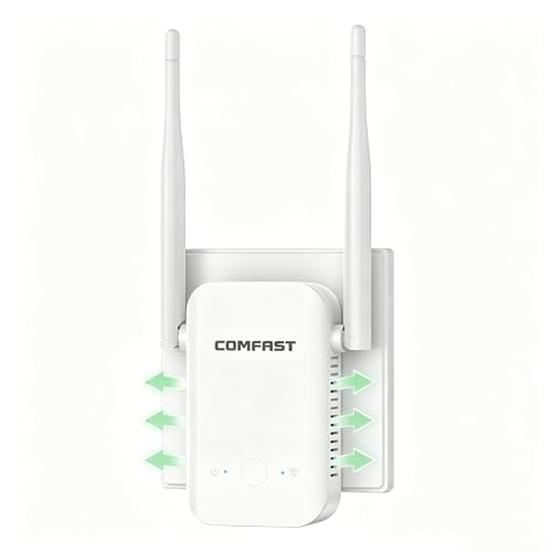 COMFAST Repetidor WiFi N300Mbps, Amplificador Señal WiFi para Casa y Oficina con 2 Antenas Externas, Extensor de Cobertura, Botón WPS, Indicador de Señal, Compatible con los Routers