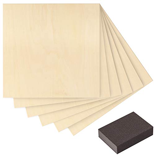 6 QUADRATI LEGNO COMPENSATO: In questo set sono inclusi 6 fogli compensato naturale. I pezzi di legno quadrati misurano L30 x L30 cm con uno spessore di 2 mm. Le tavolette legno per lavoretti sono tutte spesse, solide, durevoli e resistenti alla deformazione. Entrambi i lati sono stati levigati lungo le venature. Le superfici sono state lasciate grezze e pronte per l’uso. In questo set è inclusa anche una spugna abrasiva con grana 600-800 per levigare i bordi lisci dopo il taglio.