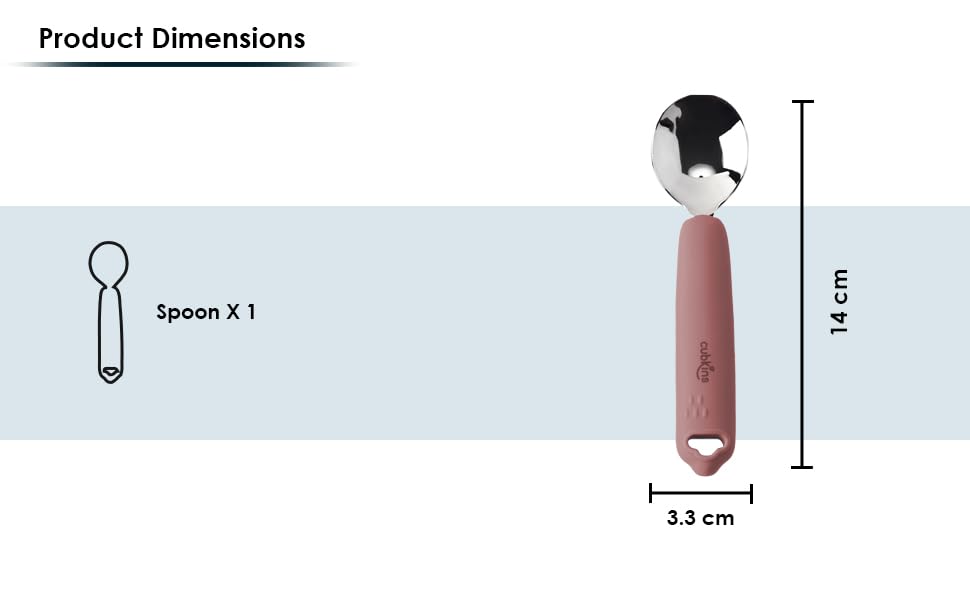 Cubkins Steel Head Spoon for Babies with Soft Silicone Handle | Non Toxic, Food Safe and BPA Free | Washable and Reusable (Raspberry) - Image 7 thumbnail