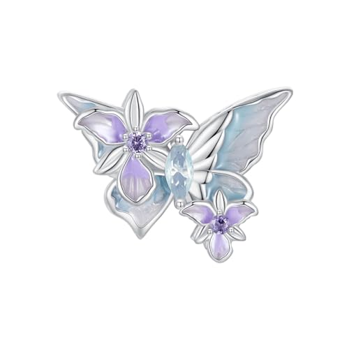 Dijes de mariposa e iris en plata de ley 925 auténtica para pulseras exclusivas