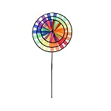 CLISPEED Rainbow Triple Wheel Spinner Colorful Whirl Pinwheel Wind Spinners Rainbow Windmills for...