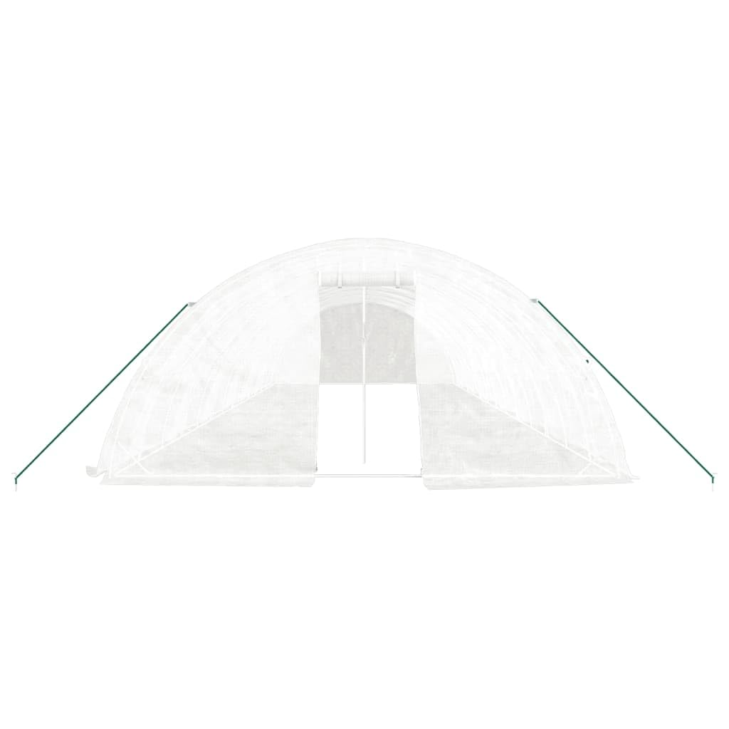 Szklarnia ze stalową ramą, biała, 70 m², 14 x 5 x 2,3 m, do ogrodnictwa hobbystycznego, hodowli roślin, ochrona przed mrozem, odporna na warunki atmosferyczne domek do sadzenia, inspekt, domek