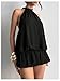 Floerns Women's Y2k Summer Halter Dress Tie Open Back Sleeveless Ruffle Hem Bubble Going Out Mini Dresses Black Large
