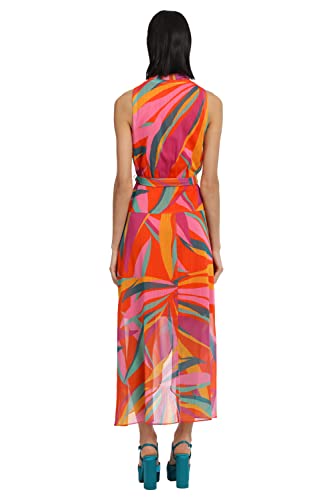 Image of Donna Morgan Women's Donna Morgan Women's Dresses Faux Wrap Shawl Collar High-Low Dress with Waist Tie