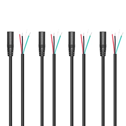 RIIEYOCA Ersatz-3,5-mm-Buchse auf blankes Kabel, offenes Ende, 1/8 Zoll TRRS, 4-poliges Stereo-Audiokabel für installierte Audiogeräte oder Reparatur von Kopfhörer-Mikrofonkabeln, 1 m (4 Stück)