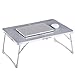 Foldable Laptop Table | Superjare Bed Desk | Breakfast Serving Bed Tray | Portable Mini Picnic Table & Ultra Lightweight | Folds in Half w' Inner Storage Space - Gray