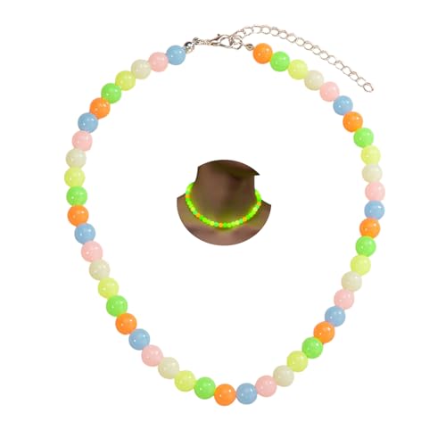 POYAMUSE Glow in the Dark Beads Necklace Luminous Acrylic UV Reactive Jewelry Color Changing Light Up Necklace-glow