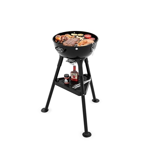 Princess Barbacoa Kettle Híbrida, Eléctrica y de Carbón, 2000 W, Termostato Ajustable, Termómetro Integrado y Parrilla Esmaltada, 01.112270.01.001