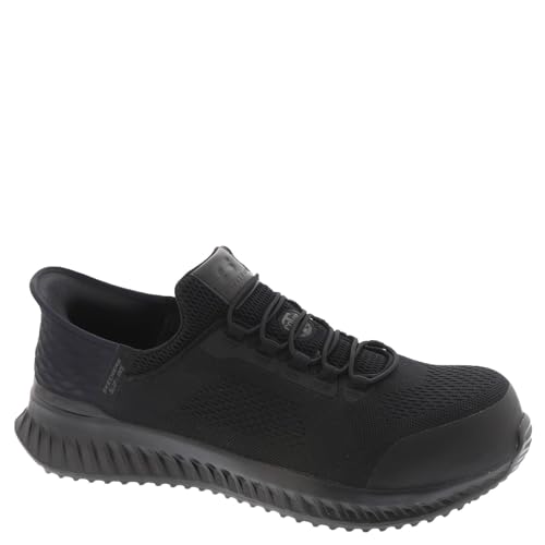 Skechers Mens Work Hands Free Slip ins Tilido Fletchit Comp Toe, Black, 11