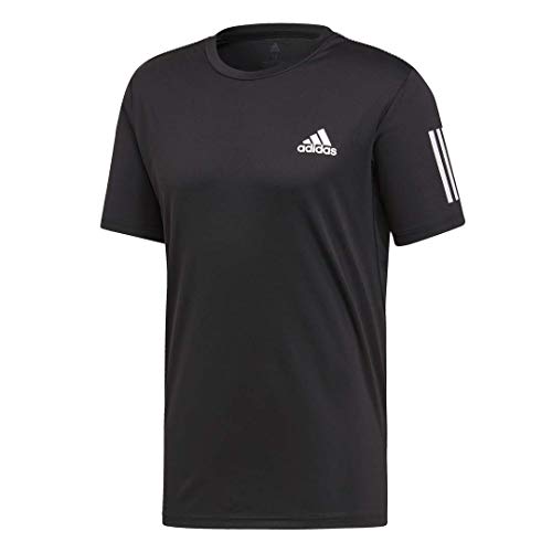 adidas Men's 3-Stripes Regular Fit Tennis Club Short Sleeve T-Shirt, Black/White, Medium