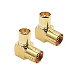 JZK 2PCS TV Aerial PAL Male to Female Coaxial Connector Adapter, Gold-Plated 90-Degree Right Angled Television Aerial Adaptor for Antenna, Satellite Cable, TV Cable, DVB-T, DVB-T2 HD
