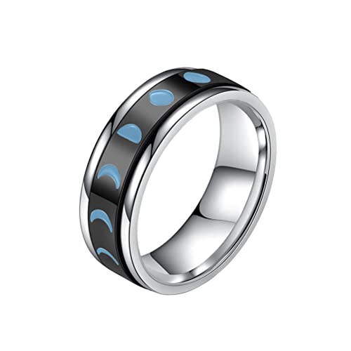 Image of PAURO Unisex Anxiety Ring Rotatable Eclipse Polished Wedding Band | Stainless Steel Wide Simple Polished Wedding Engagement Band for Men Women,Classic Style,Comfort Fit