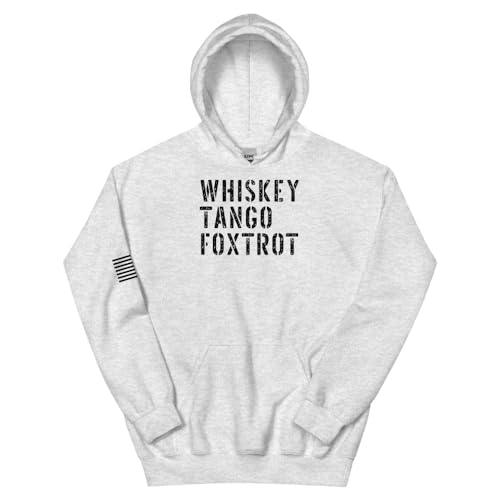 Whiskey Tango Foxtrot Hoodie, Funny Patriotic Veteran Army Humor US Flag Patriot Hoodies for Men