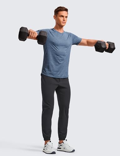 CRZ YOGA Athletic Joggers for Men - 29" Lightweight Running Training Pants with Zip Pockets and Ankle Zippers Ink Gray Large3