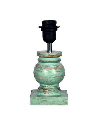 Image of Homesake Distress Small Incandescent Table Lamp for Bedroom Living Room Simple Retro Wood Grain Farmhouse Bedside Lamps Suitable for Nightstand, Gift, Trophy, (Green)