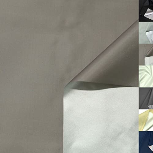 TOLKO Sonnenschutz Stoff mit Silber Thermo-Beschichtung | Gute Lichtdichte | Verdunklungsstoff Hitzeschutz Beschattung Gardinen Verdunklungsvorhänge Fensterfolie Stoffe zum Nähen Meterware (Taupe)
