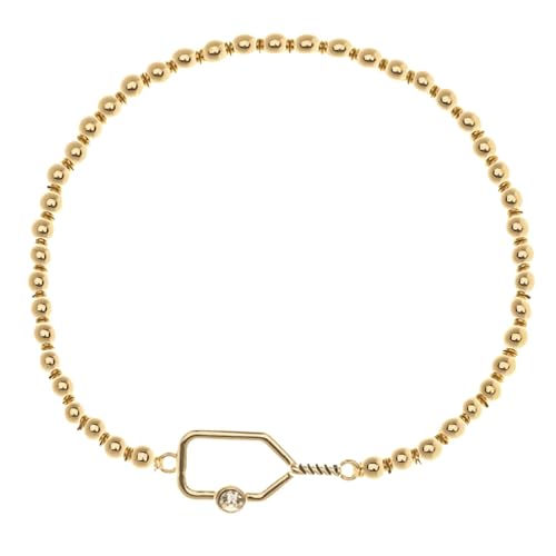 Pickleball Paddle Beaded Rhinestone Bracelet – Adjustable Sporty Jewelry Gift for Women & Pickleball Lovers