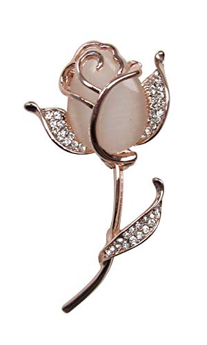 Preisvergleich Produktbild Unbekannt Brosche Blume Rose mit Stein Rauch Rosa und Strass.