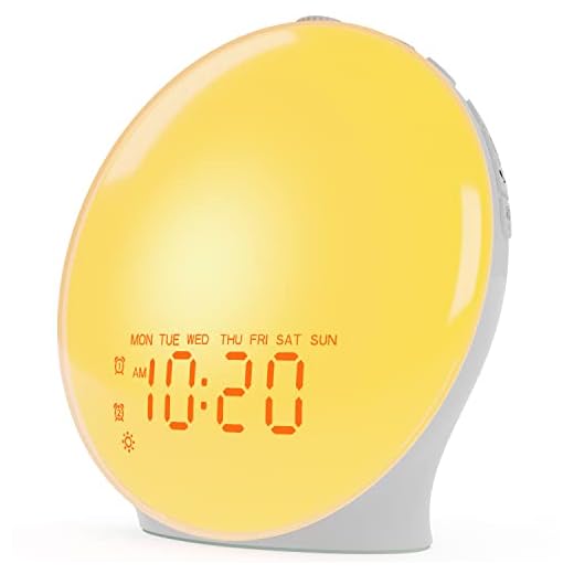 Wake Up Light Sunrise Alarm Clock for Kids, Heavy Sleepers, Bedroom, with Sunrise Simulation, Sleep Aid, Dual Alarms, FM Radio, Snooze, Nightlight, Daylight, 7 Colors, 7 Natural Sounds, Ideal for Gift