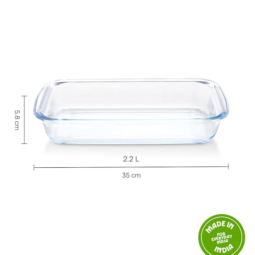 Image of Borosil Glass Baking Dish,Transparent, 2.2 Liters