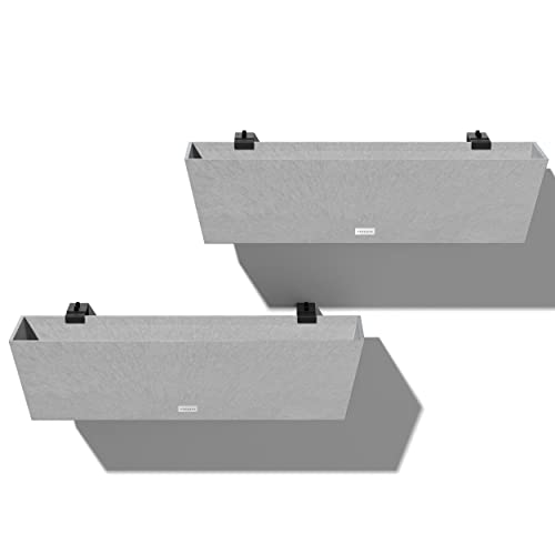 Image of Veradek Pure Series Railing Planter - Tapered Window Box with Bracket