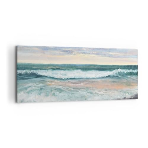 Deco Cadre Décoration Salon Paysage Mer Bord De Mer Moderne Impression sur Toile 120x50cm Image Tableau Decoration Murale Chambre Panoramique Art Wall Grand...