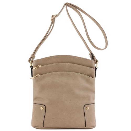 Image of ALYSSA Triple Zip Pocket Large Crossbody Bag