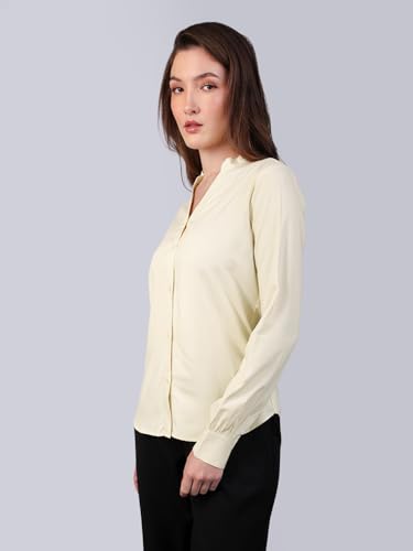 Image of Urbano Fashion Women's Modal Viscose Full Sleeve Regular Fit Casual Solid Shirt with Mandarin Collar