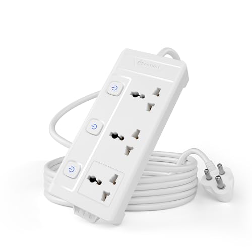 Image of Cablet Extension Board 3 Meter Cable, 2500W 10A, 3 Universal Multi Plug Socket, 3 Individual Switches, 3 Mtr Heavy Duty Cord, LED Indicator, Power Strip for Home Appliances