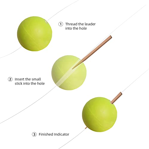 SF Strike Indicators Bobbers Fly Fishing with Wooden Tooth Pick Floating Foam Fishing Tackle Accessories 3pcs, Fluorescent Yellow(1)/Red(2)-Round - Image 5