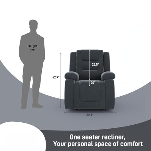 Image of Amazon Brand - Solimo Fraklin | Single Seater Sofa Recliner | Manual Recliner (Velvet Grey)