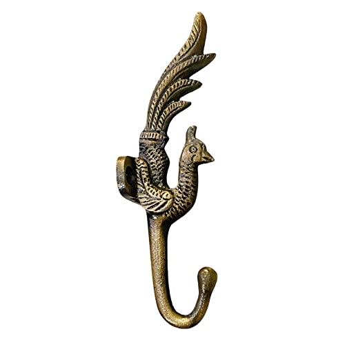 Image of Maison Belle- Art & Craft Plastic Maison Belle Decorative Beautiful Peacock Wall Hook (Size 5.5 INCH) - Pack of 2 (Gold Antique)