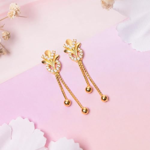 Image of ZAVYA 925 Sterling Silver Cubic Zirconia Circular Gold Plating Earrings | | Gift for Women and Girls | With Certificate of Authenticity and 925 Hallmark