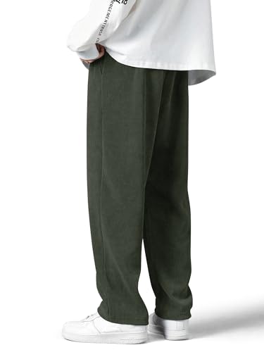 Mens Corduroy Pants Drawstring Elastic Waist Casual Pants Straight Baggy Sweatpants with Pockets2