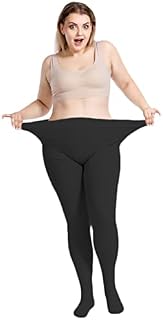 AUTUCAU Plus Size Thermal Pantyhose for Women Ladies Fleece Lined Winter Warm High Waisted Stretchy Leggings Thick Tights, Black With Fleece,UK M-L