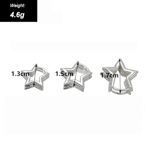 3Pcs Silver Star Hoop Earrings Set for Women Small Y2k Huggie Earrings Trendy Statement Pentagram Earrings Star Accessories Gift2