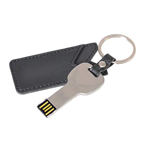 Image of EO Pen Drive 64 GB Key with Leather Pouch Pendrive with Class 10 Chip Fast USB 2.0 Flash Drive Metal Finish (Silver)
