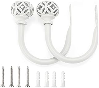 BSTKEY Set of 2 Coin Lantern Curtain Hooks Drapery Holdbacks, Decorative Window Curtain Holder Hook Hollow Curtain Tiebacks, White