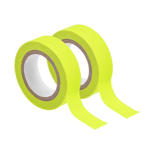 sourcing map 2Rolls Neon Gaffers Cloth Tape, 0.6 inch x 16.5 ft Glow in the Dark Tape Fluorescent Adhesive Black Light Tape for Party Home Decoration, Yellow