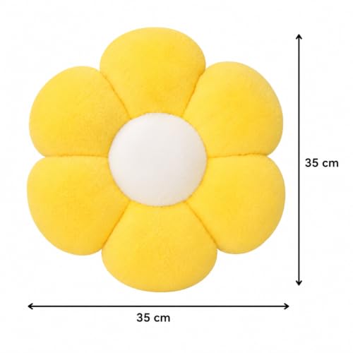 Image of AVSHUB Sunflower Pattern 6 Kali Cute Preppy Decorative Throw Pillow|Floor Cushion with Fibre Filling for Aesthetic Decoration (Yellow, 35CM)